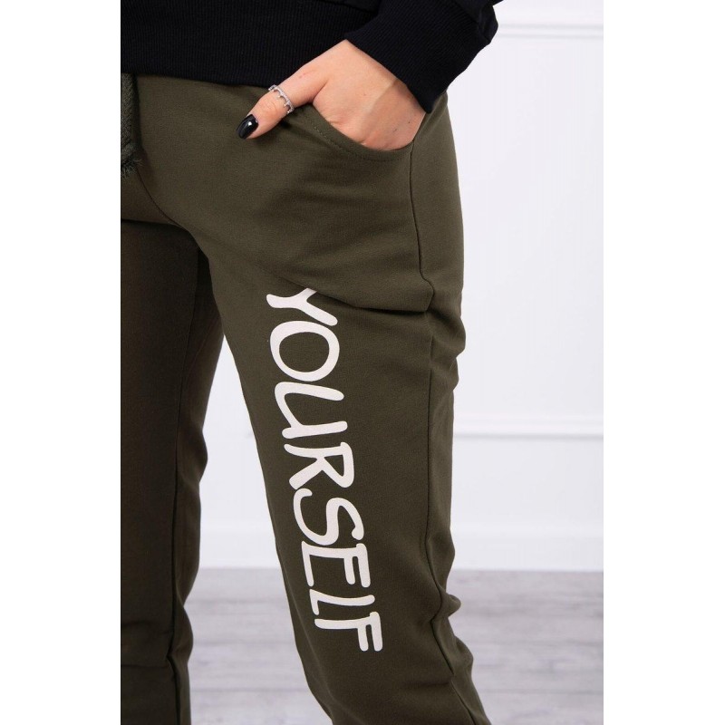 Dámska tepláková súprava s potlačou 65456 - svetlobéžová-kaki