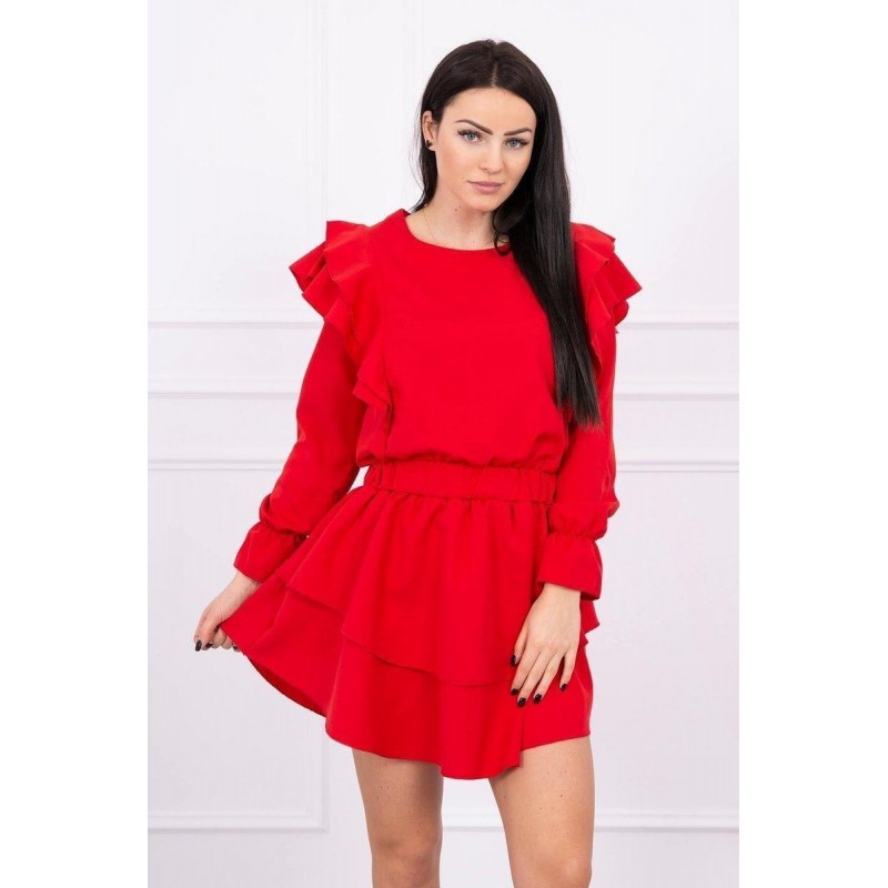 Dámske riasené šaty 66047 - červené