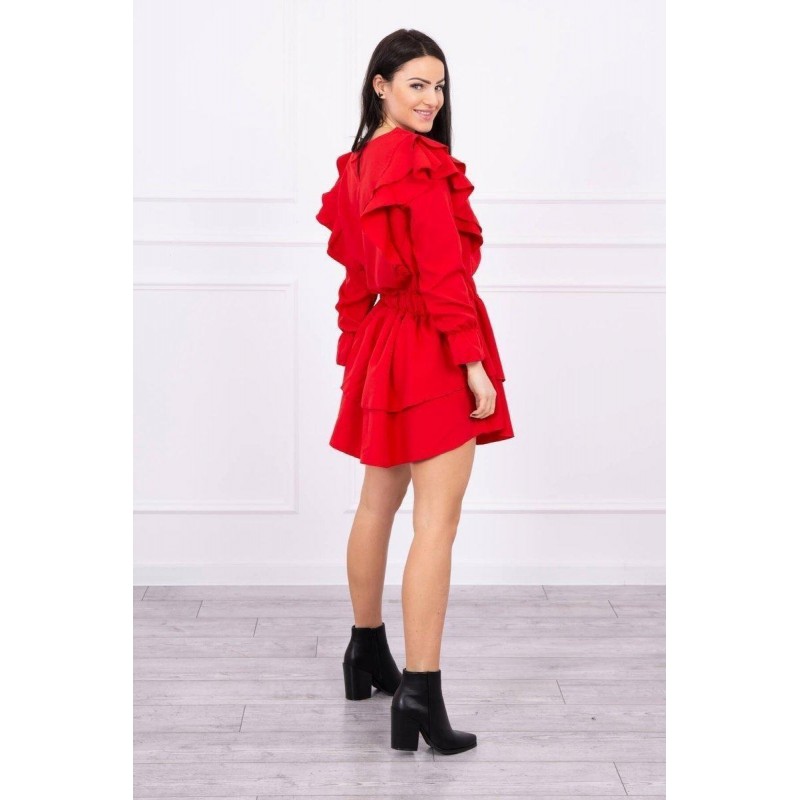 Dámske riasené šaty 66047 - červené