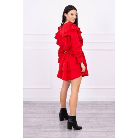 Dámske riasené šaty 66047 - červené