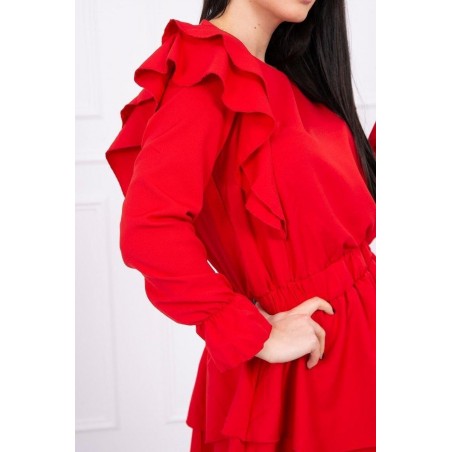 Dámske riasené šaty 66047 - červené