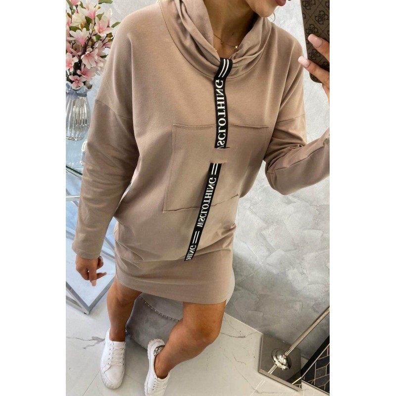 Dámske mikinové šaty 0153 - béžové