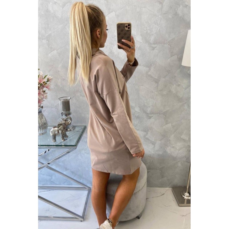 Dámske mikinové šaty 0153 - béžové