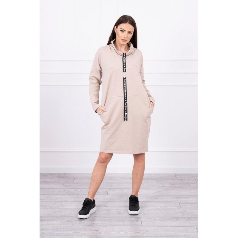 Dámske mikinové šaty 0153 - svetlobéžové