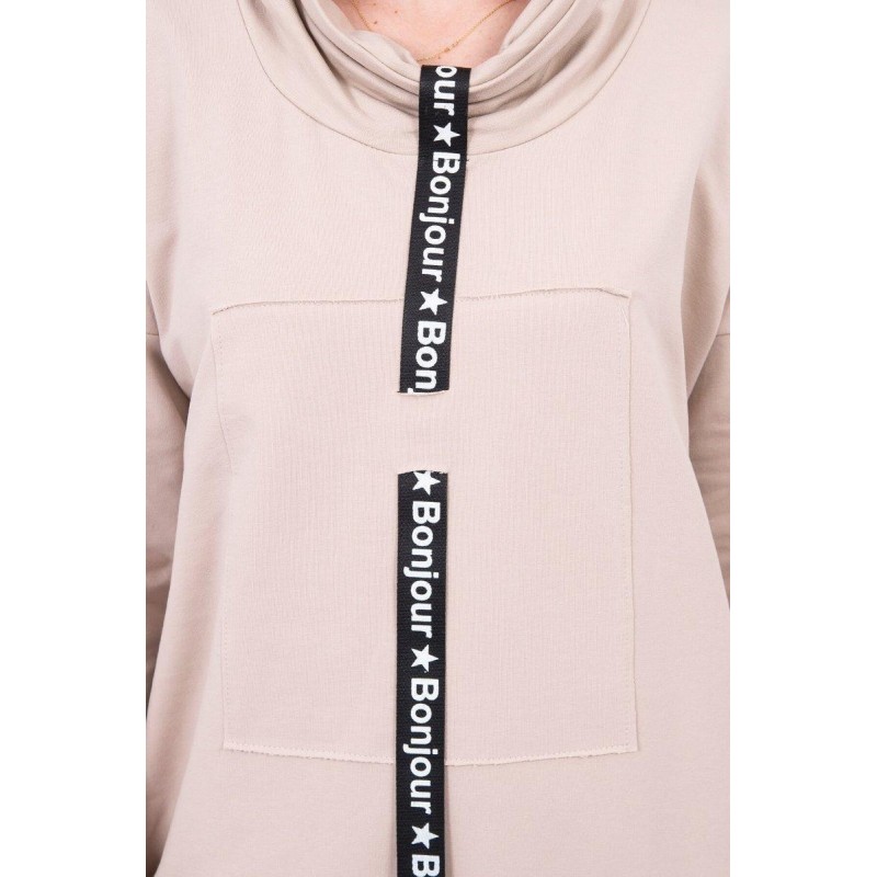 Dámske mikinové šaty 0153 - svetlobéžové