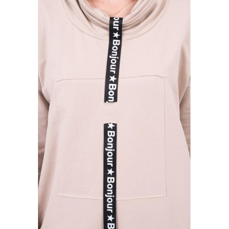 Dámske mikinové šaty 0153 - svetlobéžové