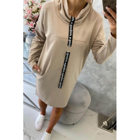 Dámske mikinové šaty 0153 - svetlobéžové