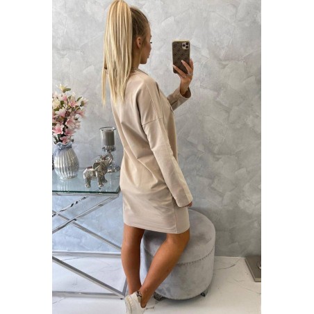 Dámske mikinové šaty 0153 - svetlobéžové