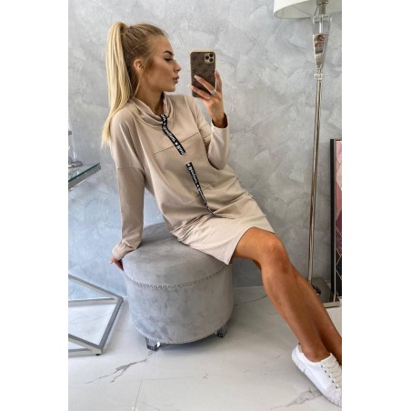 Dámske mikinové šaty 0153 - svetlobéžové