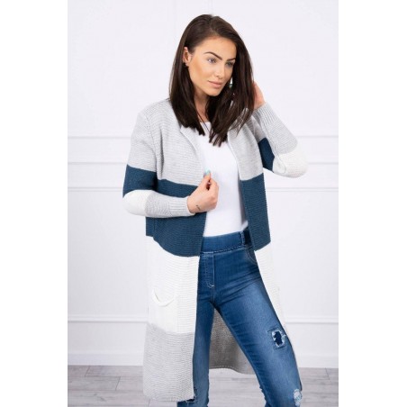 Pruhovaný dámsky kardigán 2019-12 - sivo-modrý
