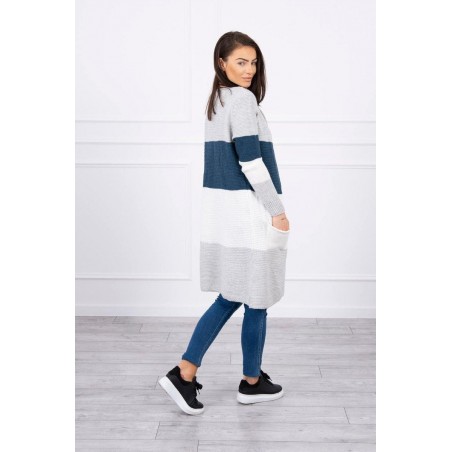 Pruhovaný dámsky kardigán 2019-12 - sivo-modrý