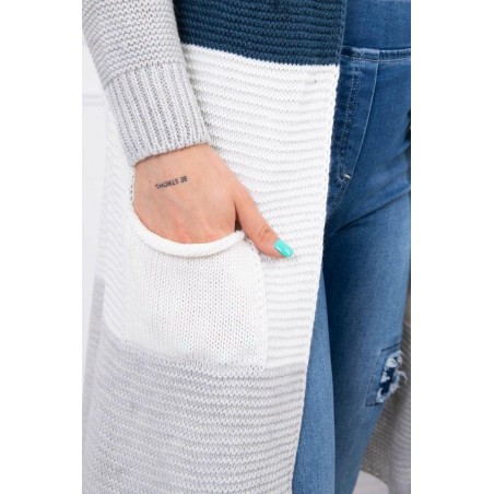 Pruhovaný dámsky kardigán 2019-12 - sivo-modrý