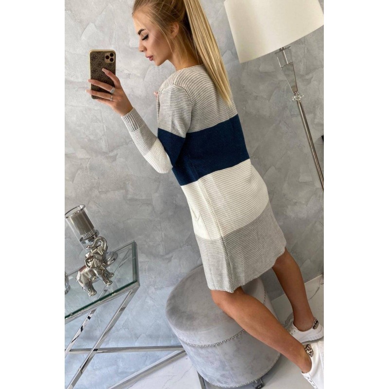 Pruhovaný dámsky kardigán 2019-12 - sivo-modrý