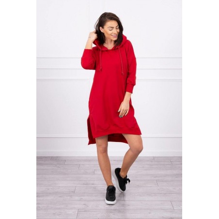 Šaty s kapucňou pre dámy 9078 - červené