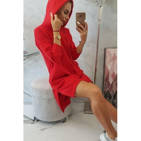 Šaty s kapucňou pre dámy 9078 - červené