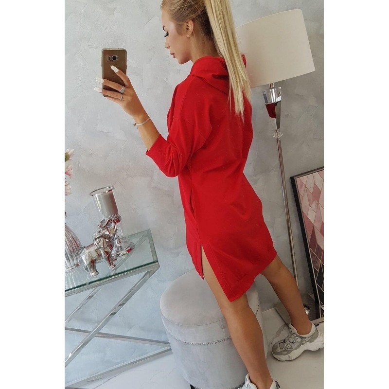 Šaty s kapucňou pre dámy 9078 - červené