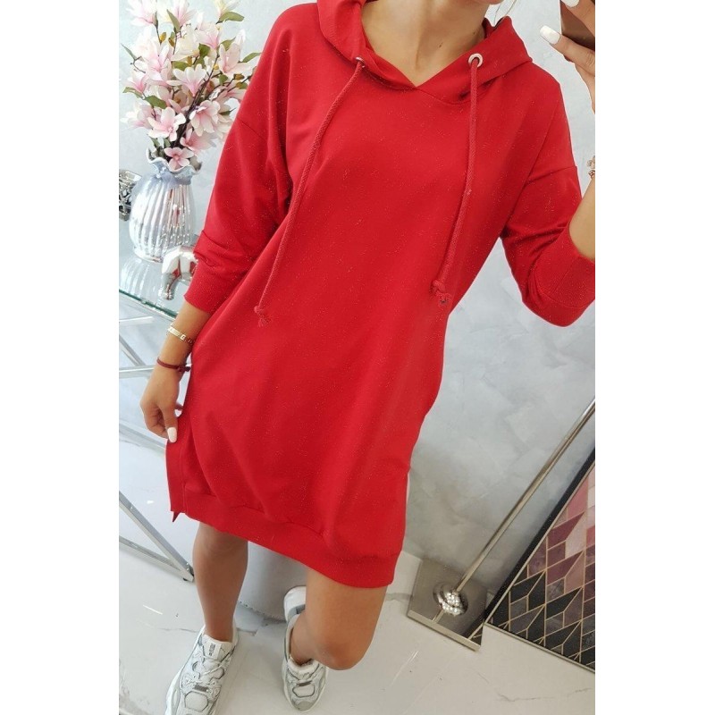 Šaty s kapucňou pre dámy 9078 - červené