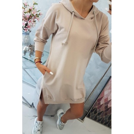 Šaty s kapucňou pre dámy 9078 - béžové
