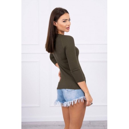Dámska blúzka s ozdobnými gombíkmi 5197 - kaki