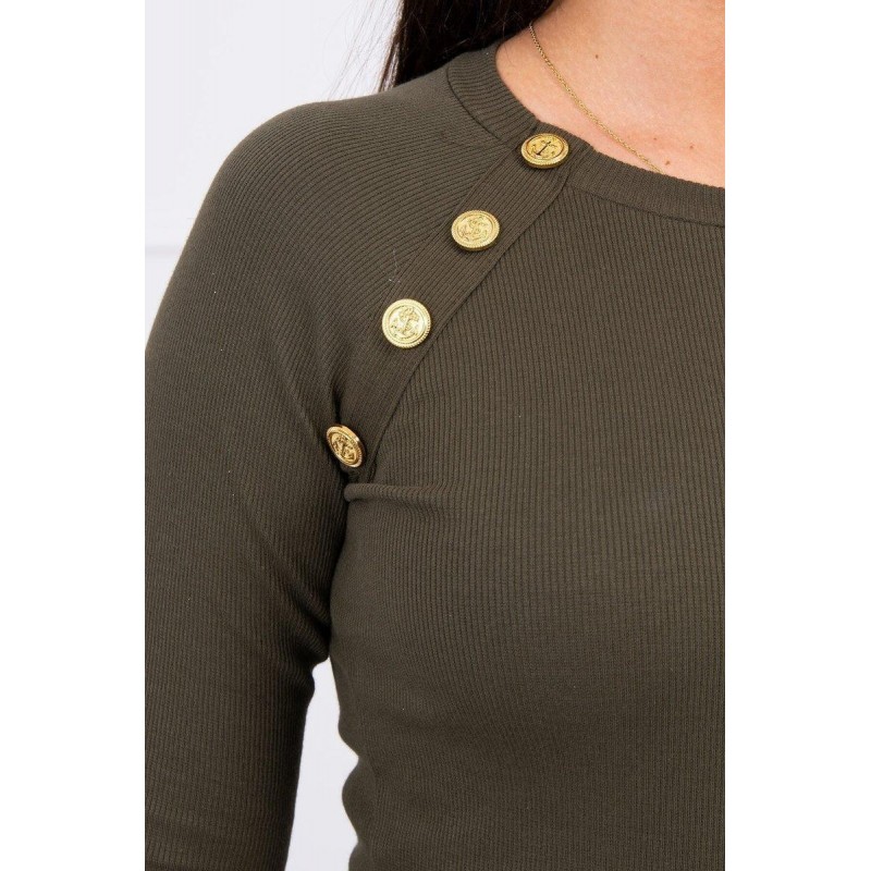 Dámska blúzka s ozdobnými gombíkmi 5197 - kaki