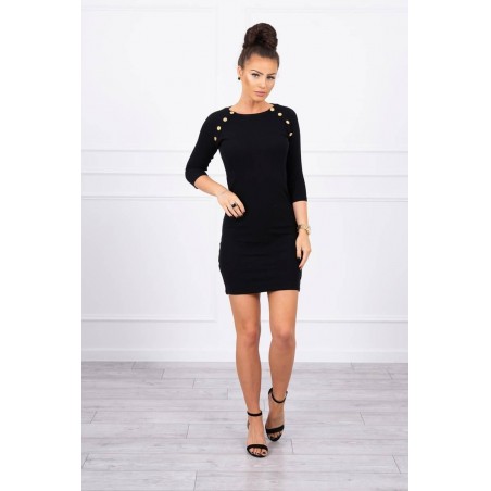 Dámske šaty s ozdobnými gombíkmi 5198 - čierne