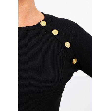 Dámske šaty s ozdobnými gombíkmi 5198 - čierne