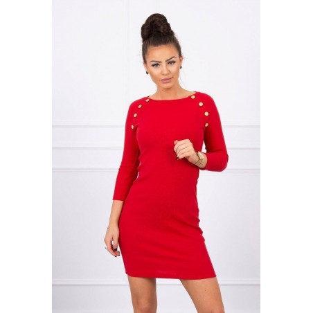 Dámske šaty s ozdobnými gombíkmi 5198 - červené