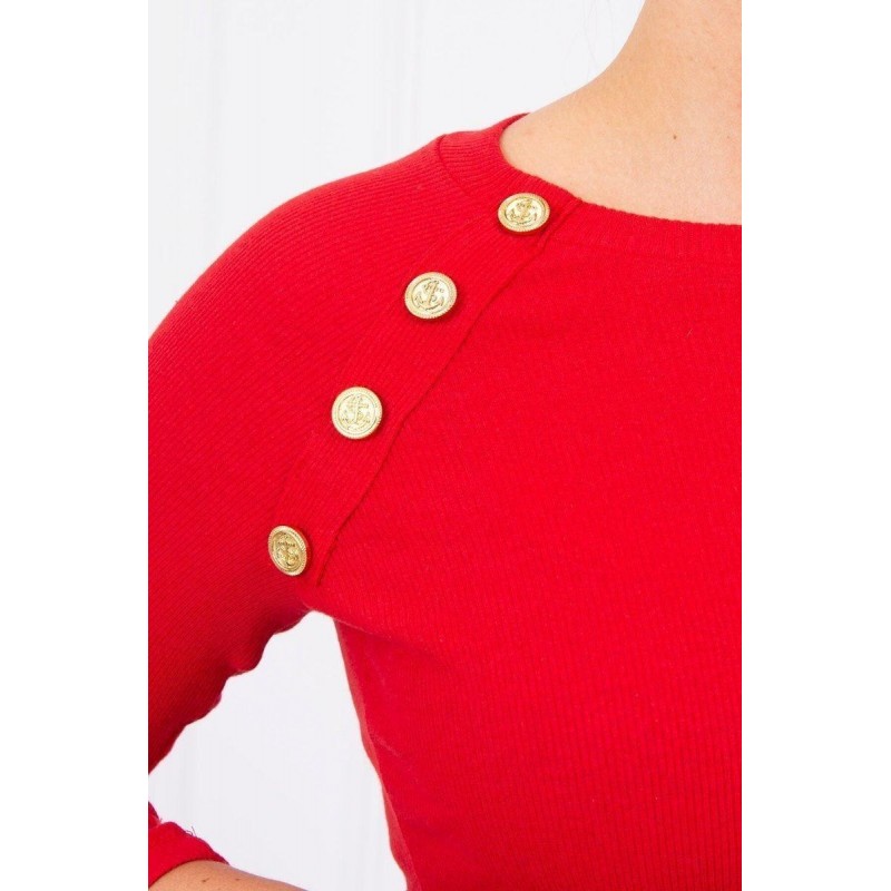 Dámske šaty s ozdobnými gombíkmi 5198 - červené