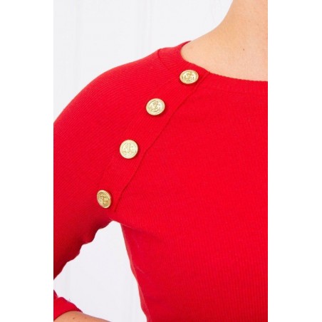 Dámske šaty s ozdobnými gombíkmi 5198 - červené