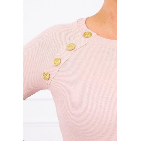 Dámske šaty s ozdobnými gombíkmi 5198 - púdrovo ružové