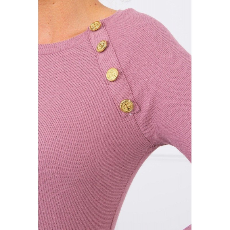 Dámske šaty s ozdobnými gombíkmi 5198 - tmavoružové