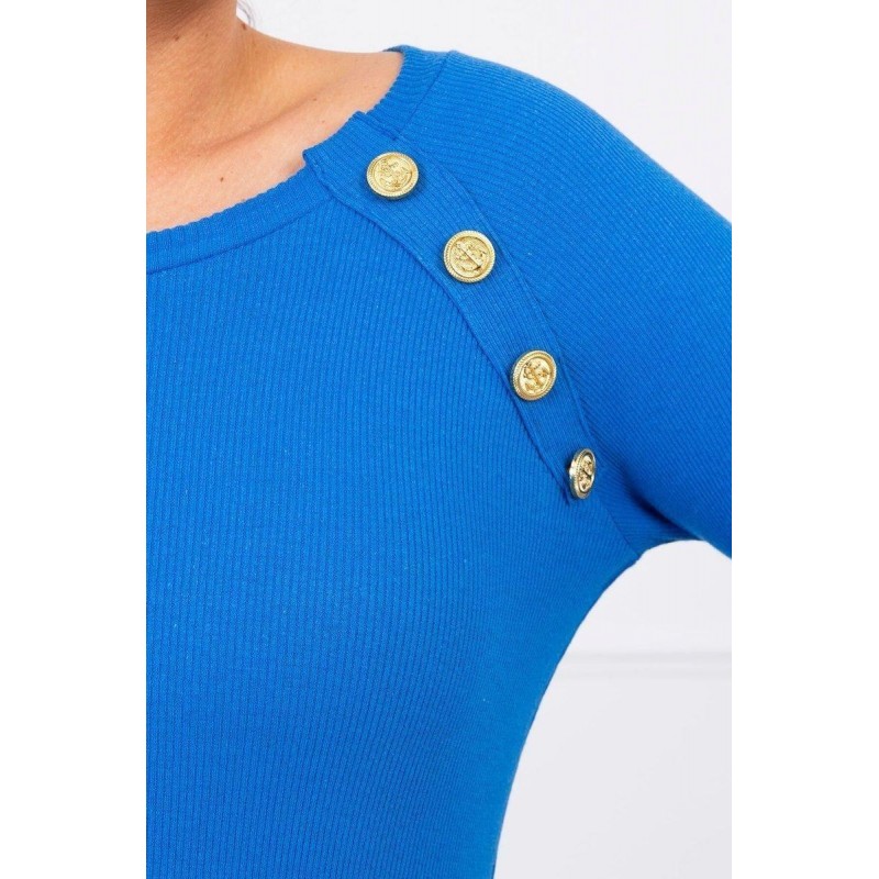 Dámske šaty s ozdobnými gombíkmi 5198 - modré