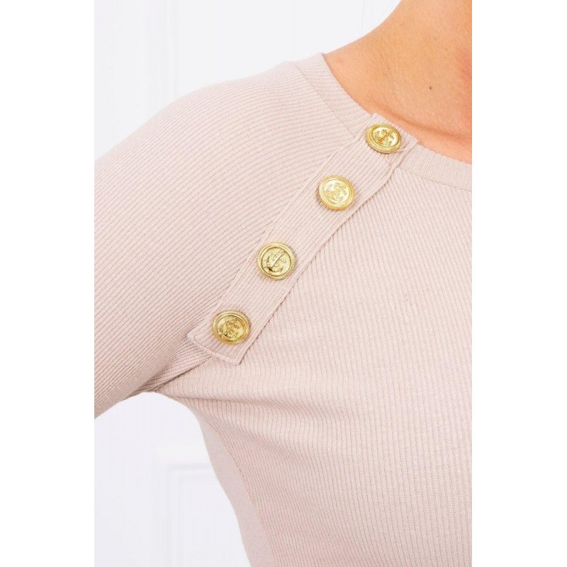 Dámske šaty s ozdobnými gombíkmi 5198 - béžové