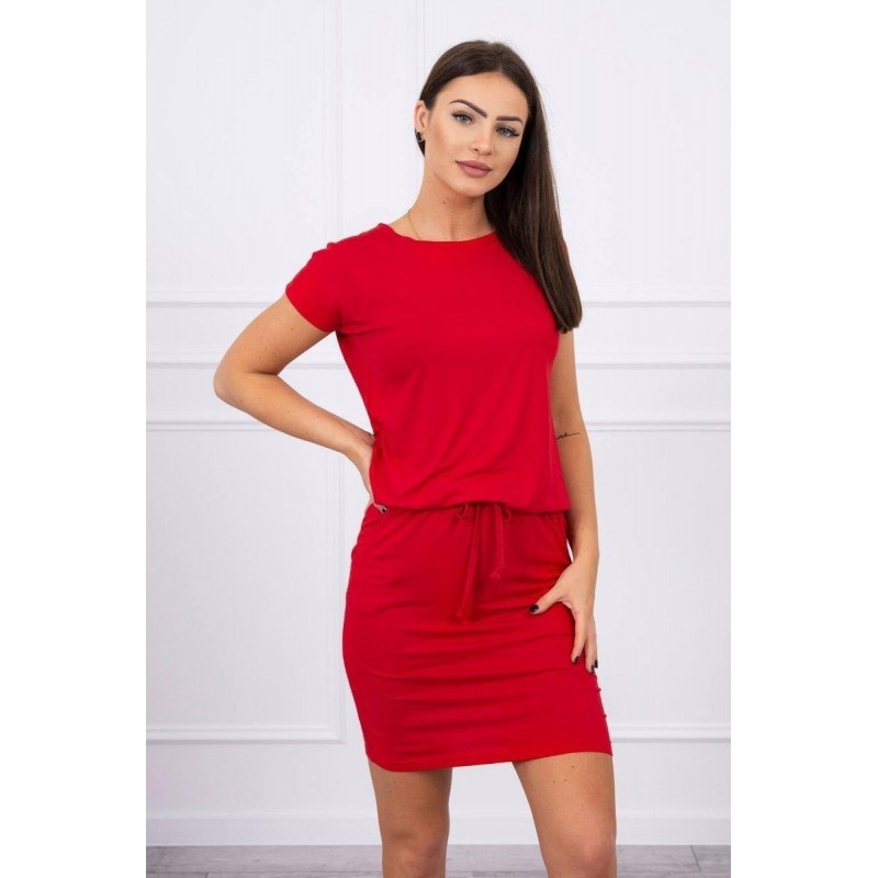 Červené dámske šaty s krátkymi rukávmi 9074