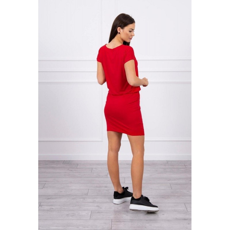 Červené dámske šaty s krátkymi rukávmi 9074
