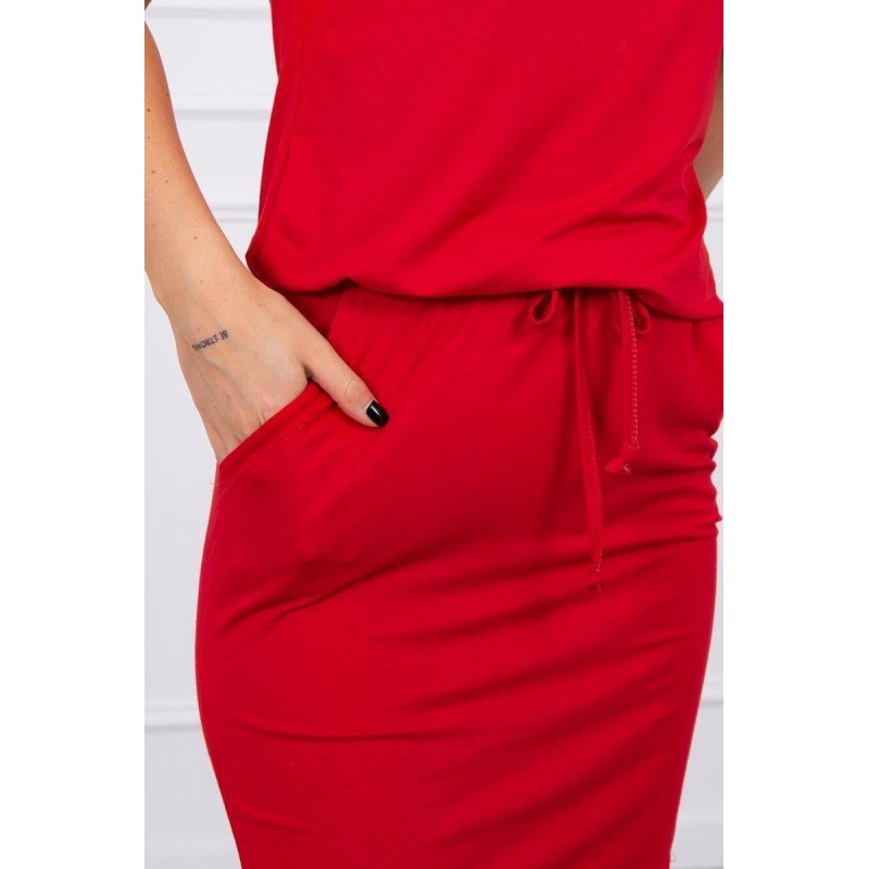 Červené dámske šaty s krátkymi rukávmi 9074