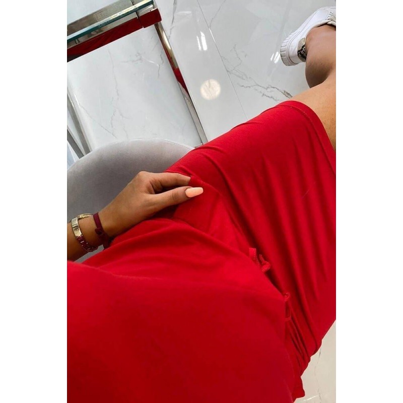 Červené dámske šaty s krátkymi rukávmi 9074