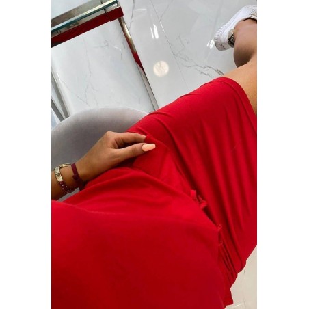 Červené dámske šaty s krátkymi rukávmi 9074