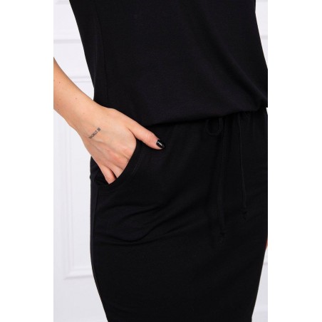 Čierne dámske šaty s krátkymi rukávmi 9074