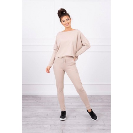 Dámska béžová tepláková súprava 9091