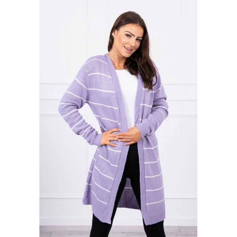 Pruhovaný dámsky kardigán 2020-1 - fialový