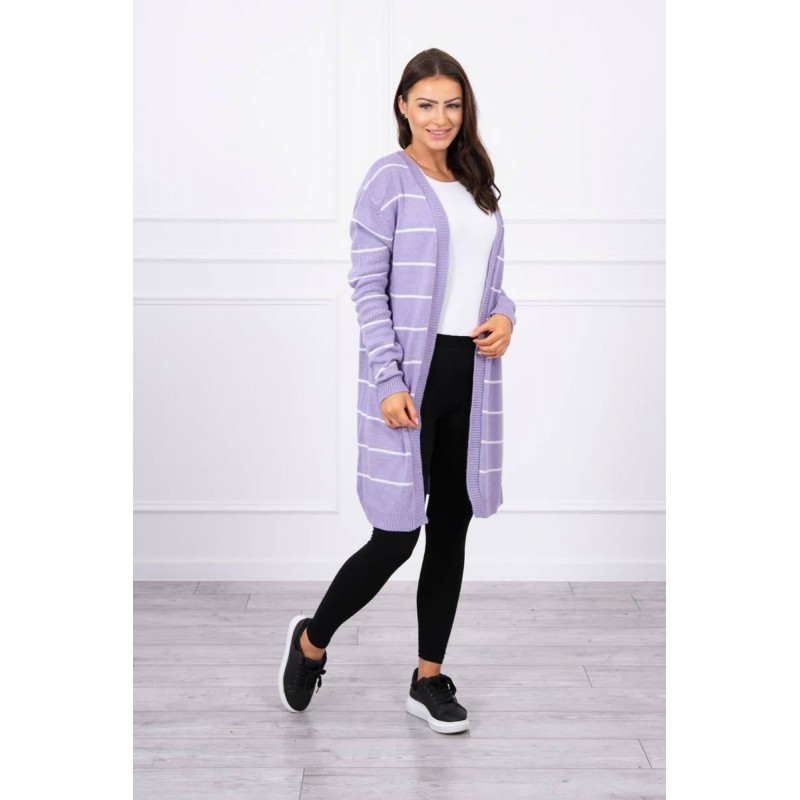 Pruhovaný dámsky kardigán 2020-1 - fialový
