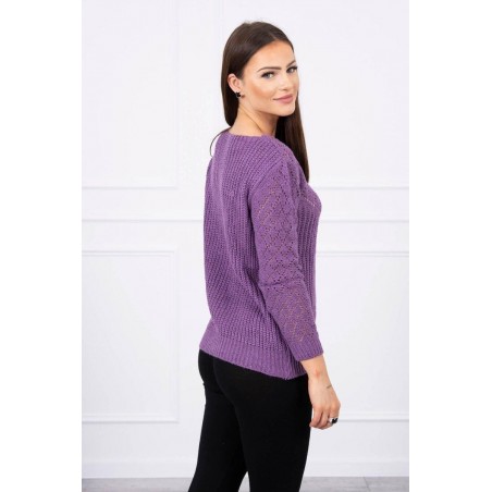 Dámsky sveter s ažúrovým vzorom 2019-39 - fialový