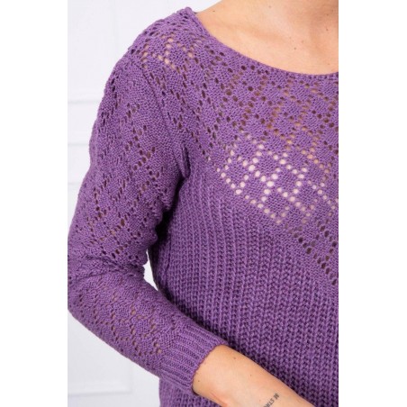 Dámsky sveter s ažúrovým vzorom 2019-39 - fialový