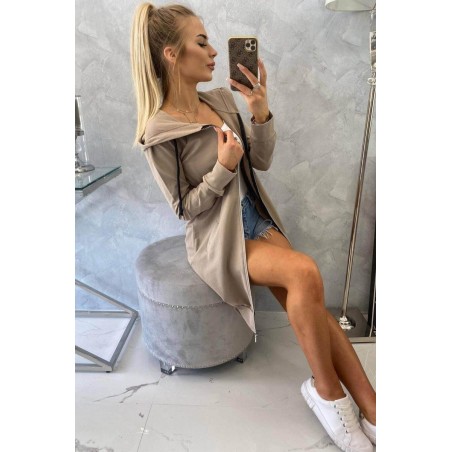 Dámska mikina s kapucňou 8924 - tmavobéžová