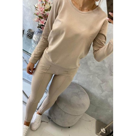 Dámska béžová tepláková súprava 9090