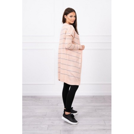 Pruhovaný dámsky kardigán 2020-1 - púdrovo ružový