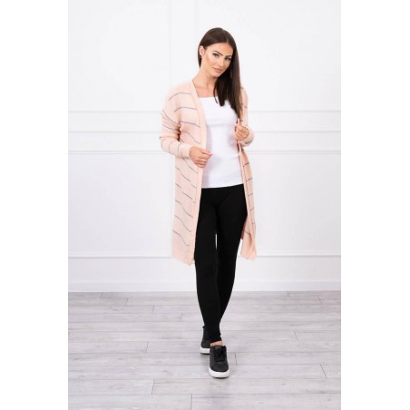 Pruhovaný dámsky kardigán 2020-1 - púdrovo ružový