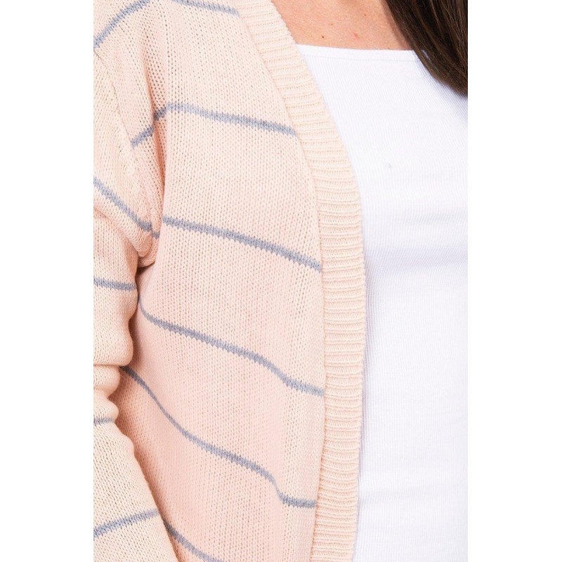 Pruhovaný dámsky kardigán 2020-1 - púdrovo ružový
