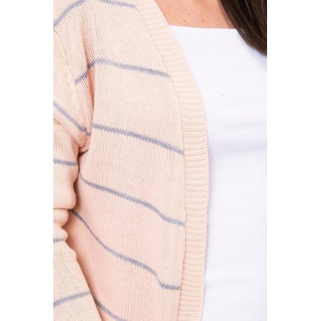 Pruhovaný dámsky kardigán 2020-1 - púdrovo ružový